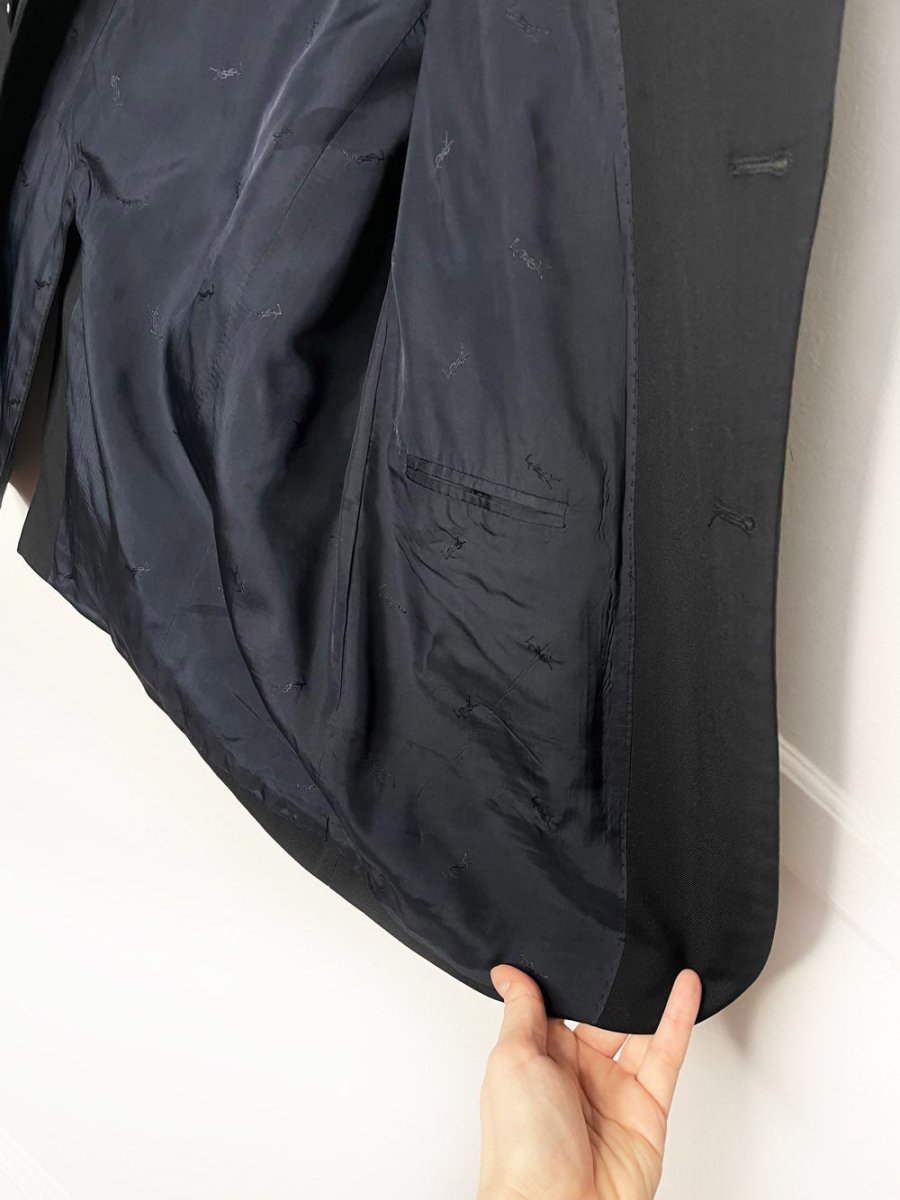 vintage YSL 100% wool navy blazer - good market thrift store