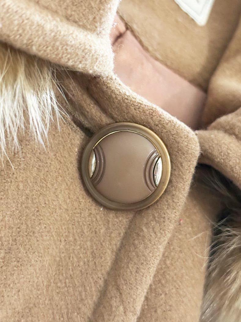 vintage zacks wool fox fur hood long box pleat coat - good market thrift store