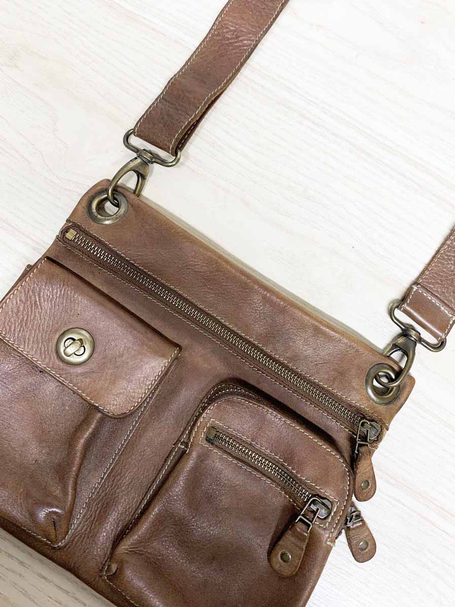 vintages 00s roots leather venetian tribe cross body saddle bag - good market thrift store