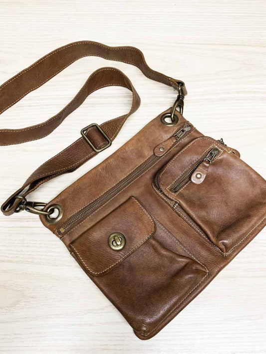 vintages 00s roots leather venetian tribe cross body saddle bag - good market thrift store