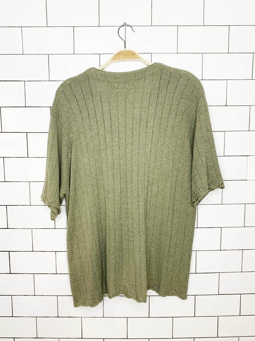 vintages 00s sago harbor light knit boxy short sleeve cardigan - good market thrift store