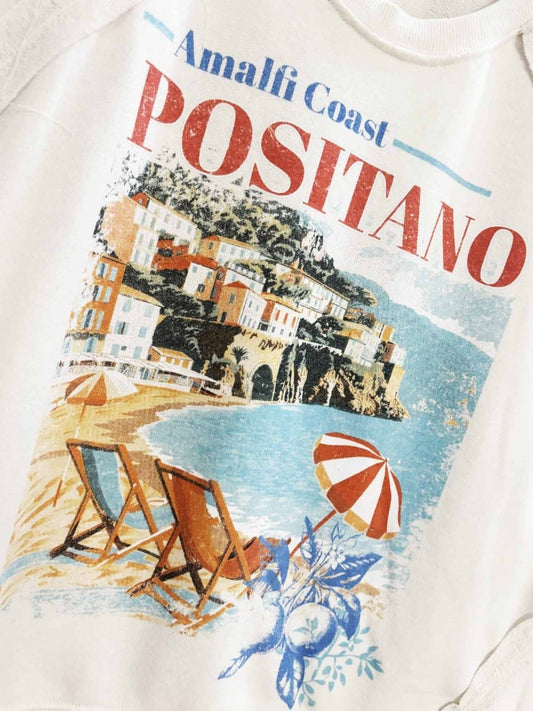 vinyl icons amalfi coast graphic sweatshirt - good market thrift store