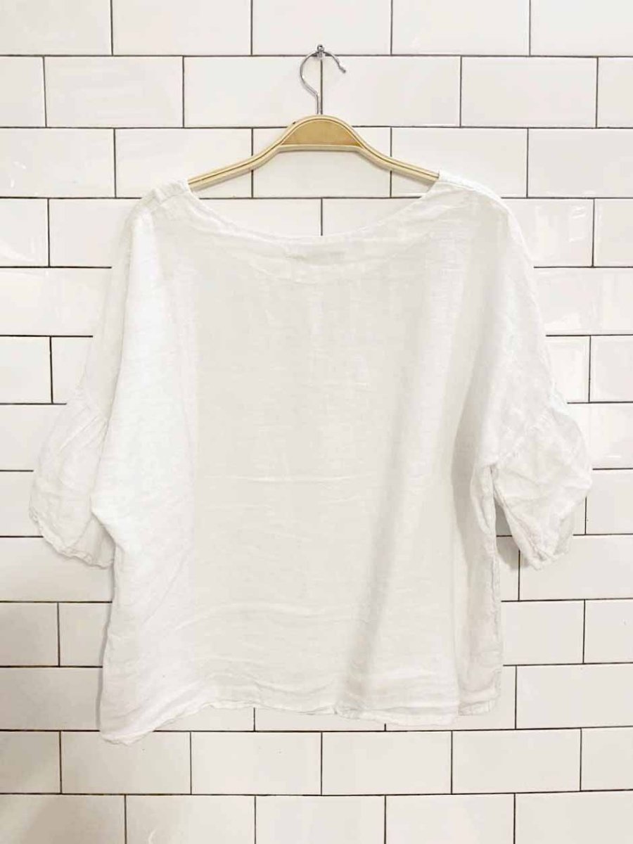 viola borghi 100% linen flutter sleeve boxy top | made in Italy - good market thrift store