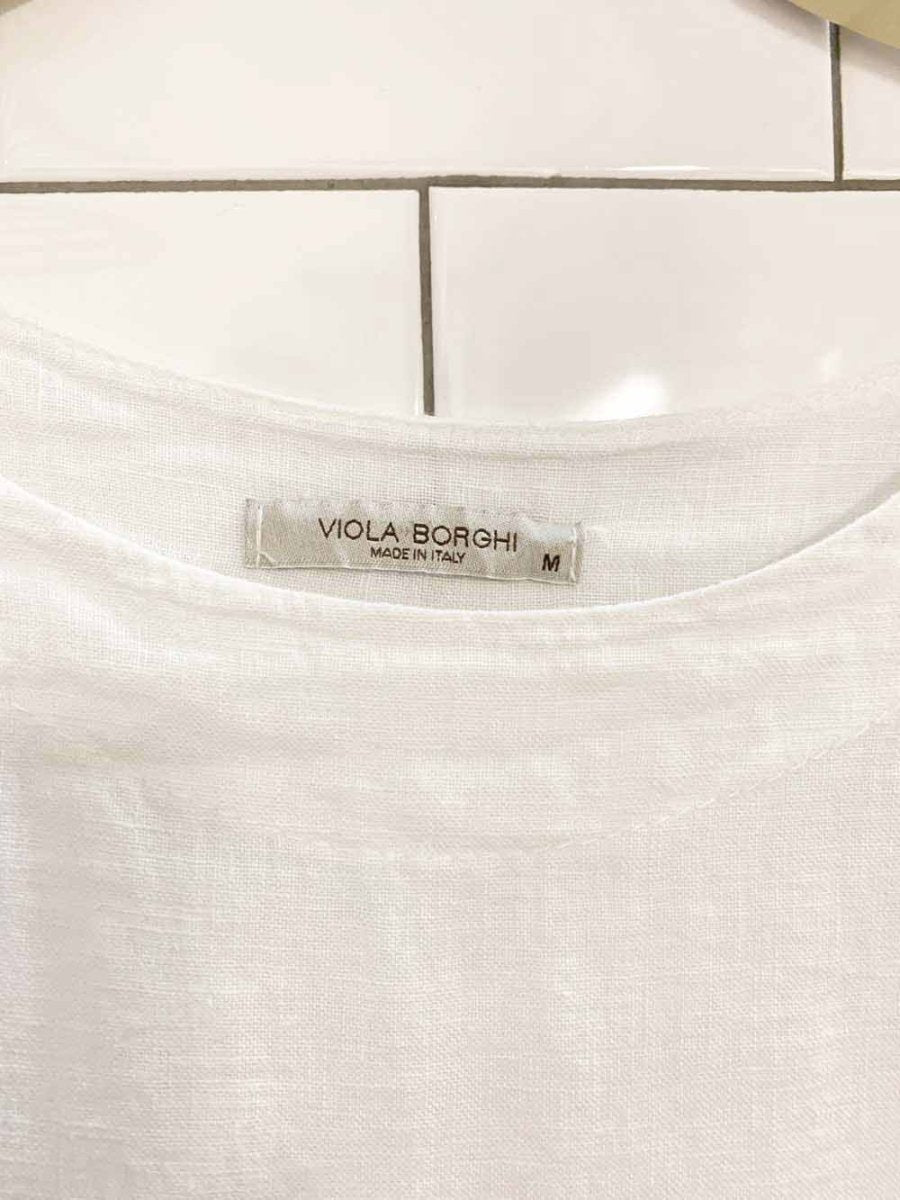 viola borghi 100% linen flutter sleeve boxy top | made in Italy - good market thrift store