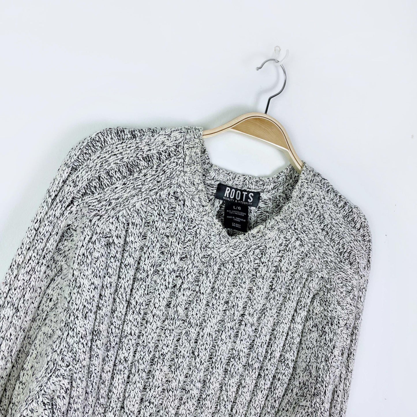 vintage 00s roots chunky rib v-neck sweater - size large