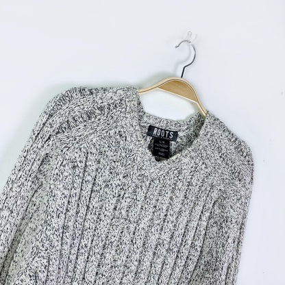 vintage 00s roots chunky rib v-neck sweater - size large