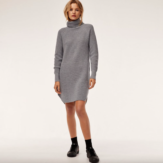 wilfred free bianca grey merino wool sweater dress - size medium