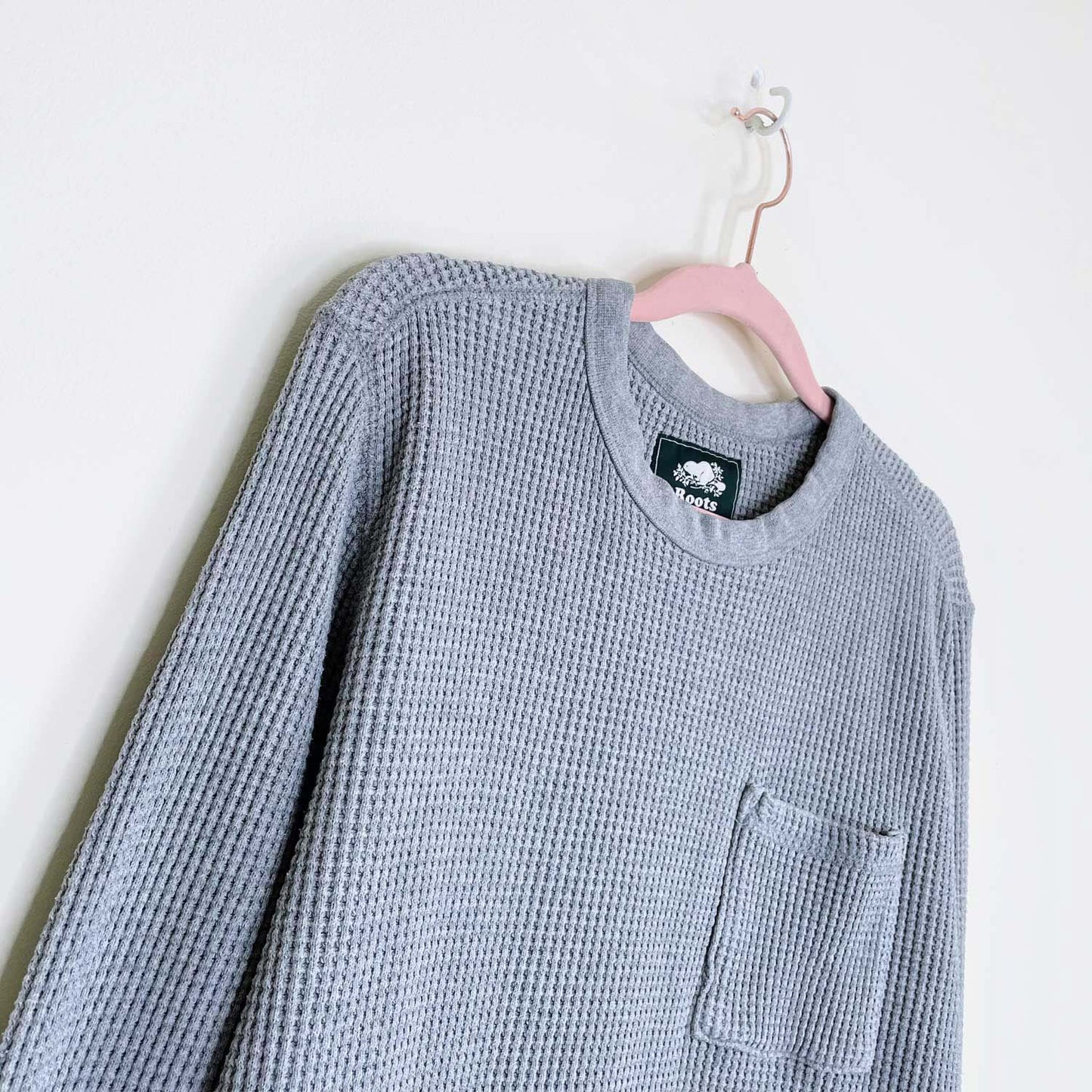 roots 2019 waffle thermal pocket long sleeve - size medium