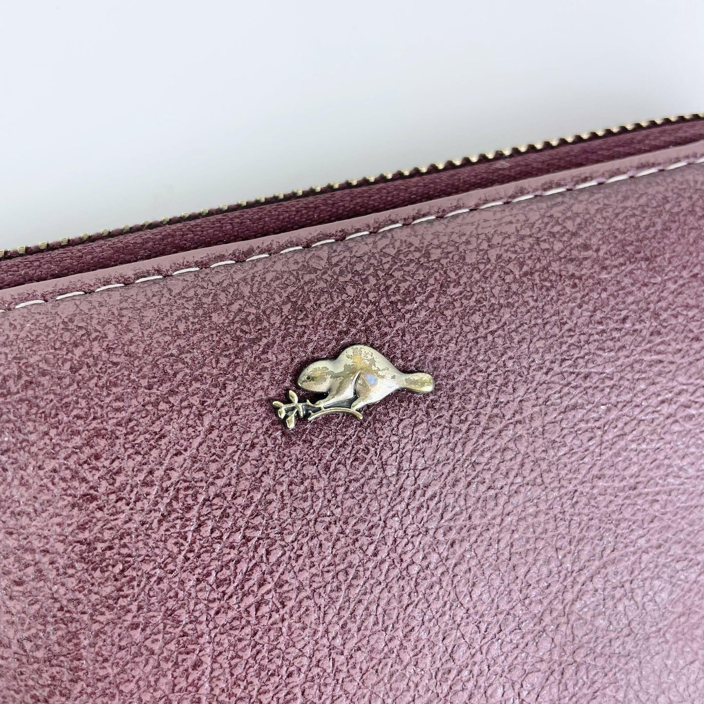 roots faux pebbled leather zip around wallet