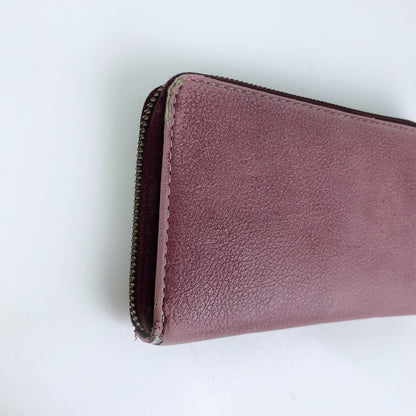 roots faux pebbled leather zip around wallet