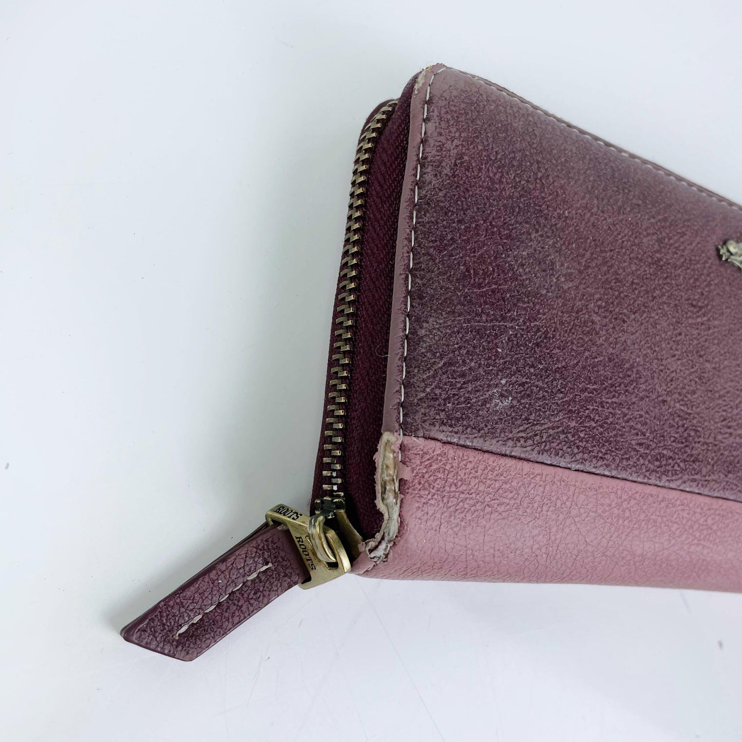 roots faux pebbled leather zip around wallet