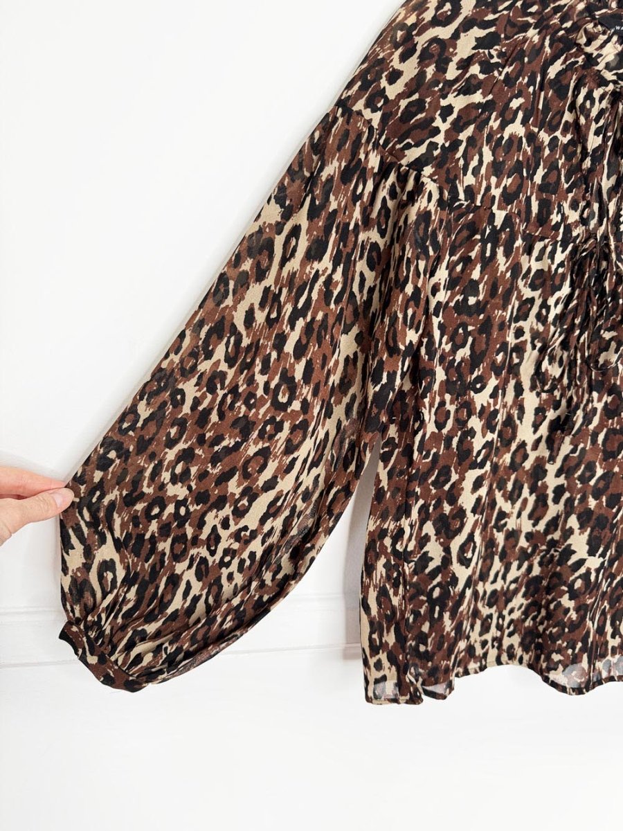walter baker animal print balloon sleeve chiffon blouse - good market thrift store