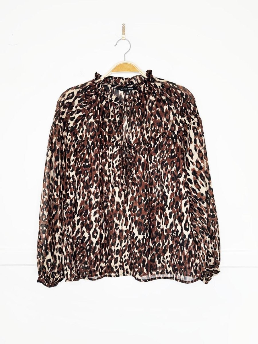 walter baker animal print balloon sleeve chiffon blouse - good market thrift store