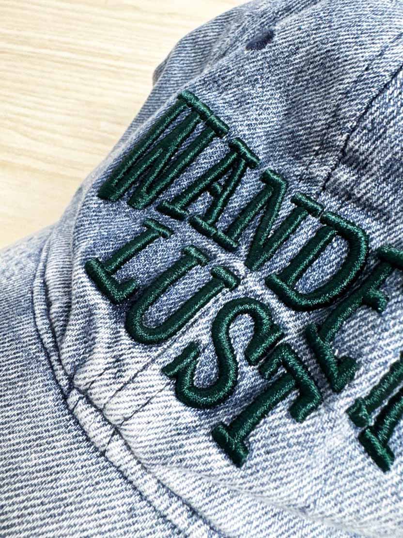 wanderlust embroidered denim hat - good market thrift store