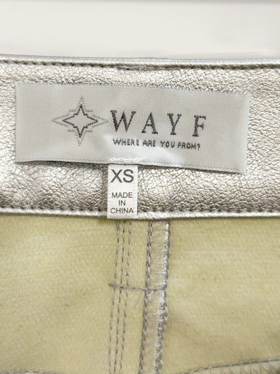 WAYF metallic vegan leather front slit midi skirt | anthropologie - good market thrift store