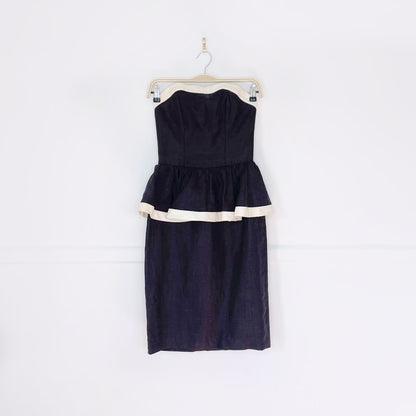 vintage wayne clark strapless peplum waist linen dress