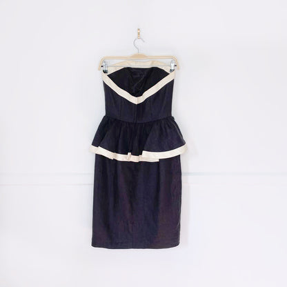 vintage wayne clark strapless peplum waist linen dress