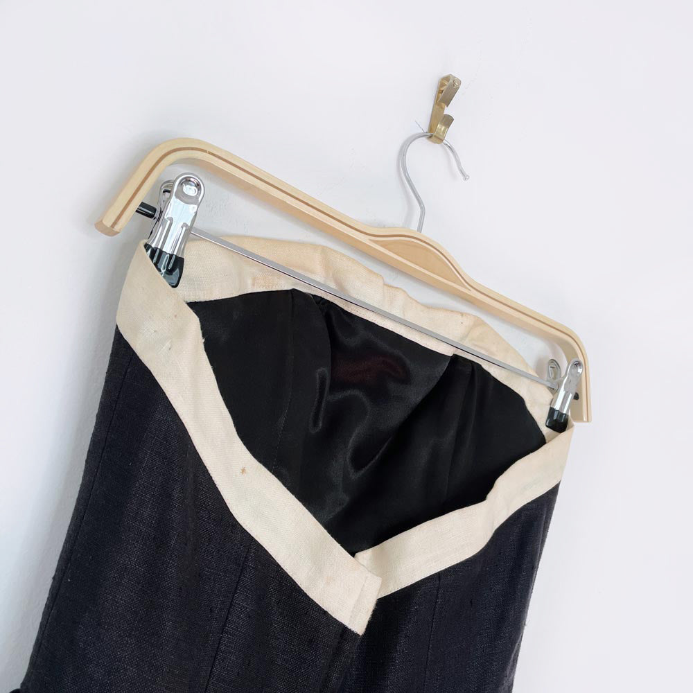 vintage wayne clark strapless peplum waist linen dress