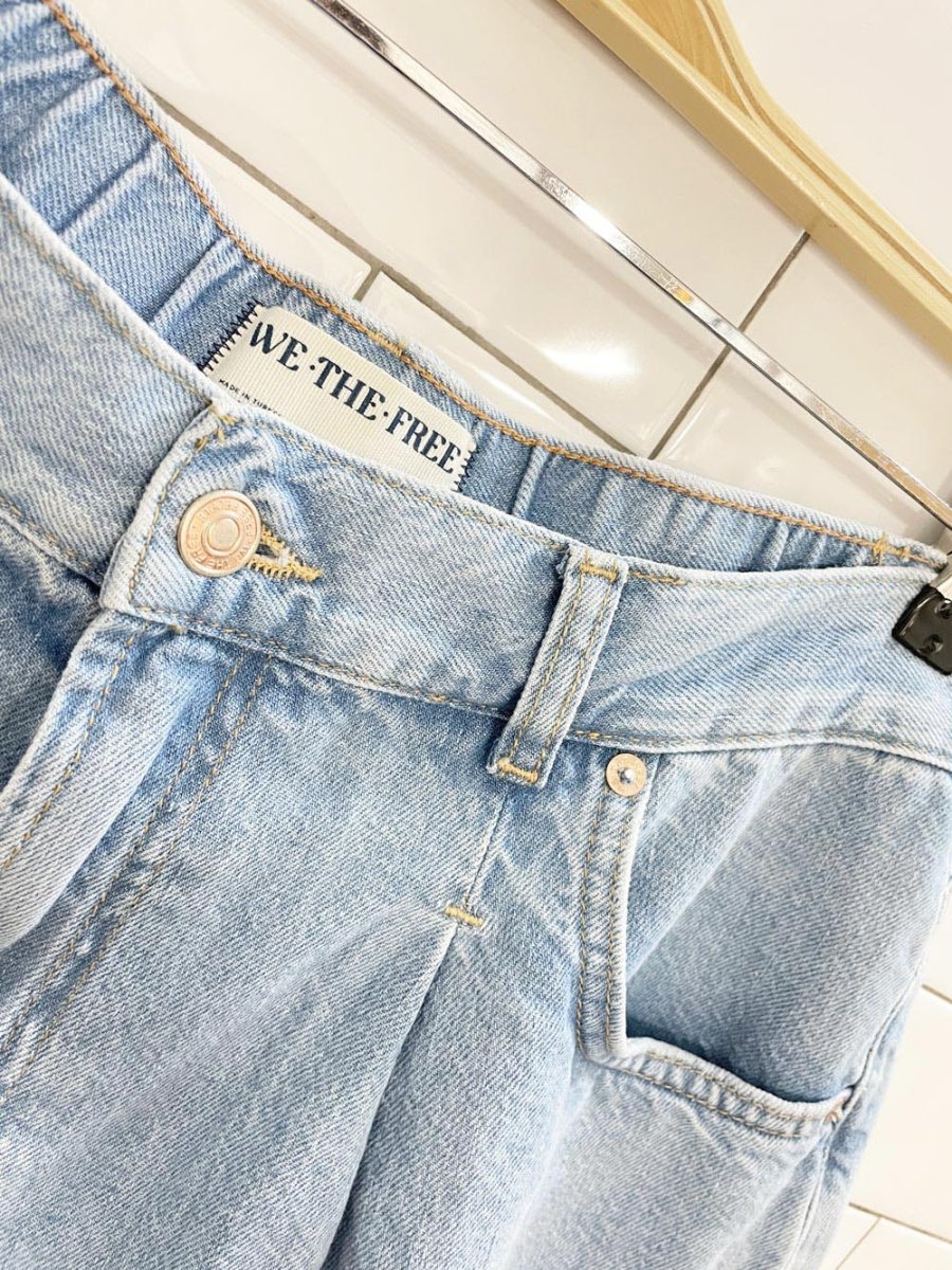 we the free 2026 danni pleated denim baggy shorts | free people - good market thrift store
