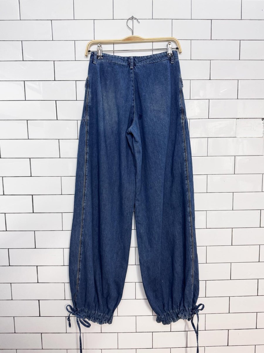 we the free 2026 lotus cinched balloon leg pleated jeans | free people - good market thrift store