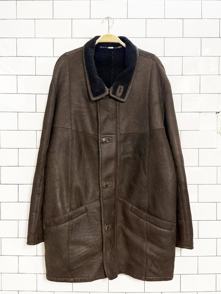 werner christ lambskin shearling full zip coat - good market thrift store