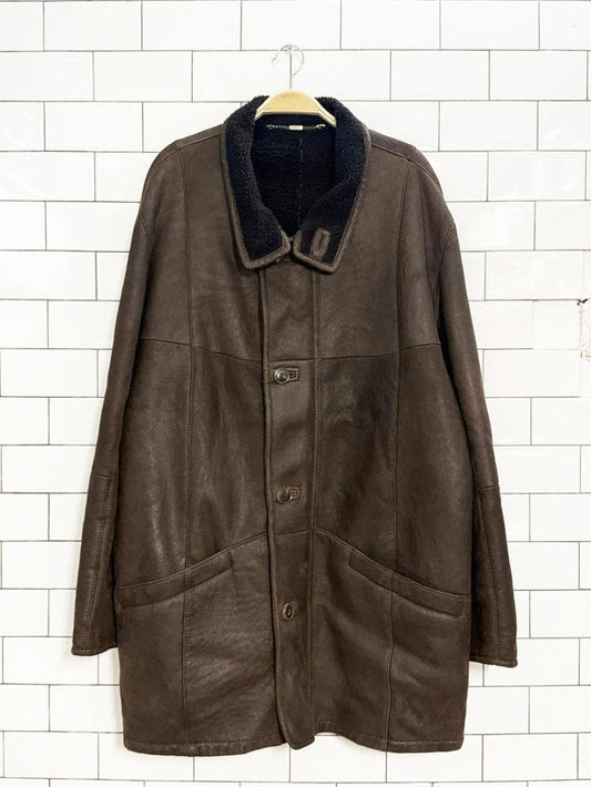 werner christ lambskin shearling full zip coat - good market thrift store