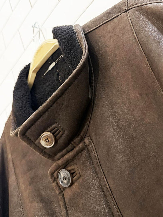 werner christ lambskin shearling full zip coat - good market thrift store