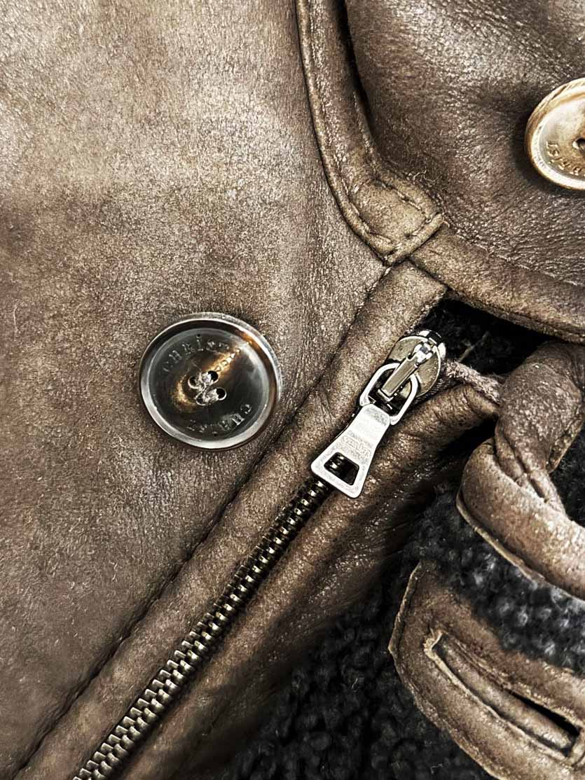 werner christ lambskin shearling full zip coat - good market thrift store