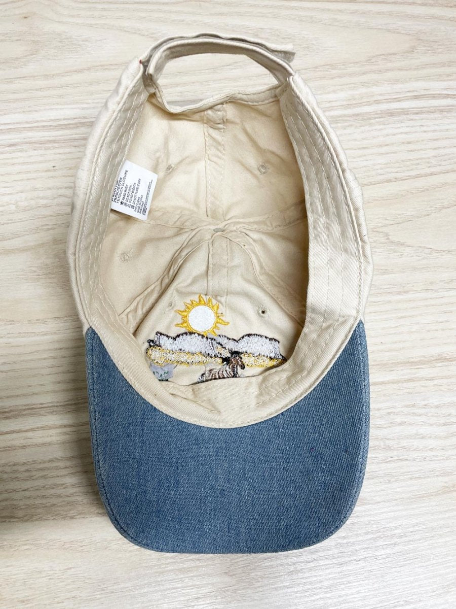 western embroidered horses denim brim hat - good market thrift store