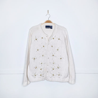vintage donn kenny white ivy knit cardigan