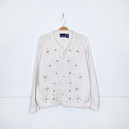 vintage donn kenny white ivy knit cardigan
