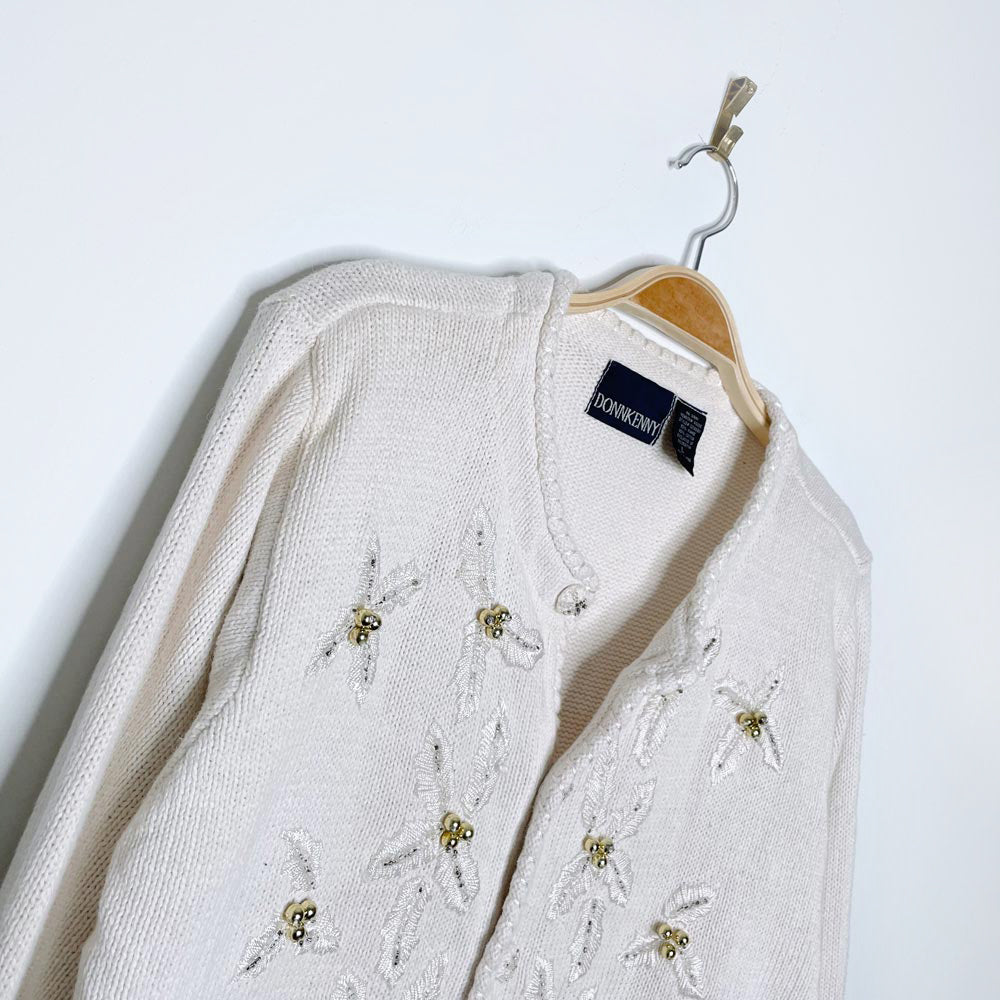 vintage donn kenny white ivy knit cardigan