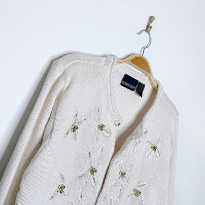 vintage donn kenny white ivy knit cardigan