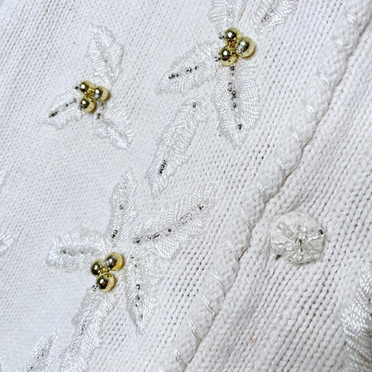 vintage donn kenny white ivy knit cardigan