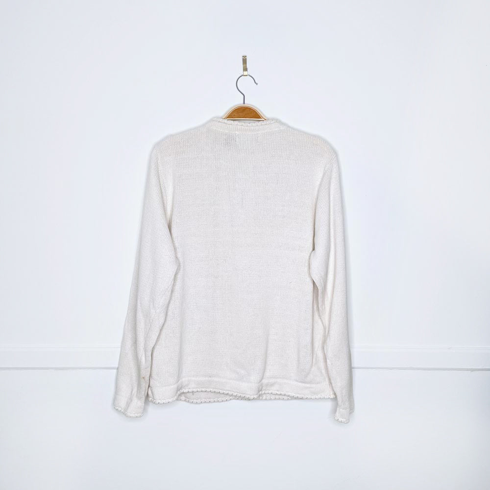 vintage donn kenny white ivy knit cardigan