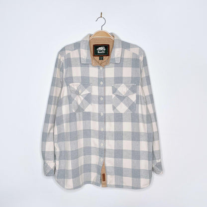 roots grey cream park flannel shirt