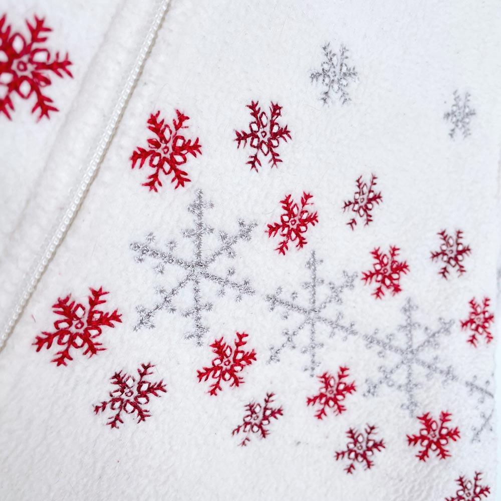 vintage 00s holiday joy snowflake fleece zip up