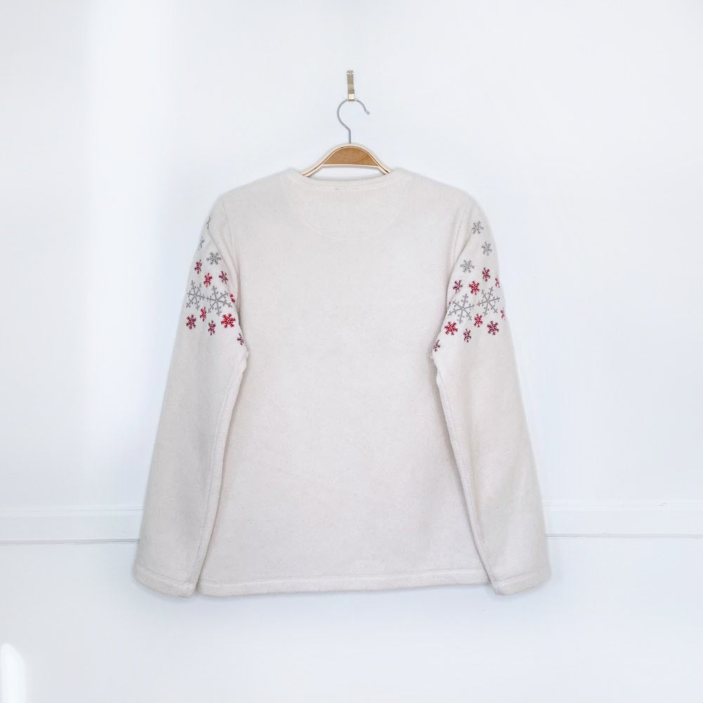 vintage 00s holiday joy snowflake fleece zip up