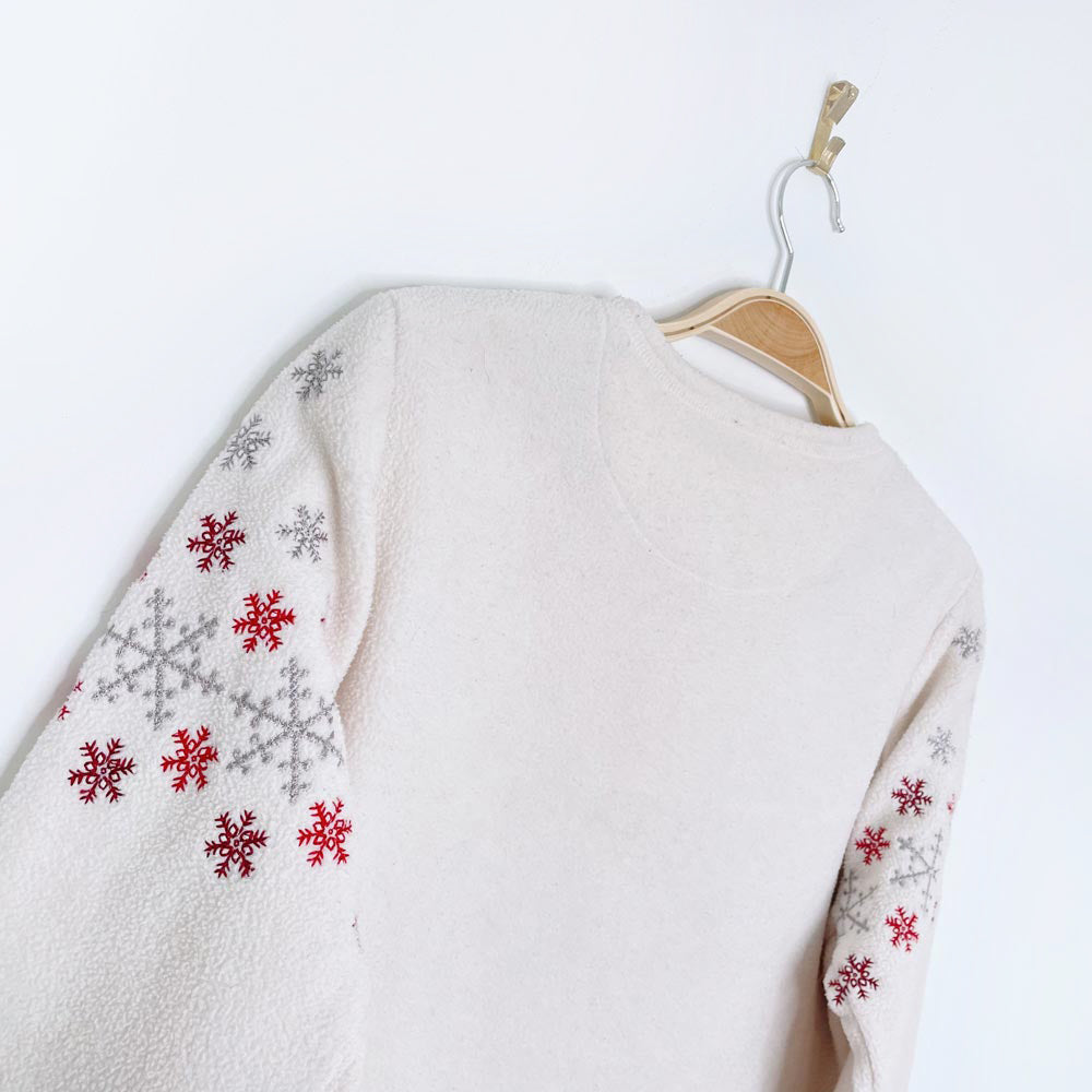 vintage 00s holiday joy snowflake fleece zip up