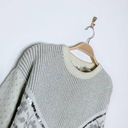 vintage crossroads silver bow holiday sweater