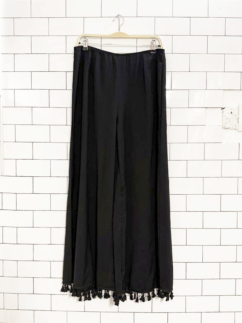 wide leg high waist tassel fringe beach pants - good market thrift store