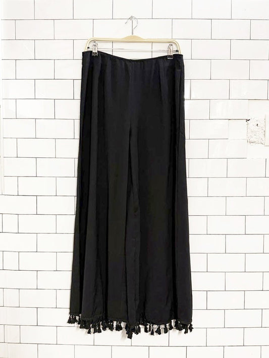 wide leg high waist tassel fringe beach pants - good market thrift store