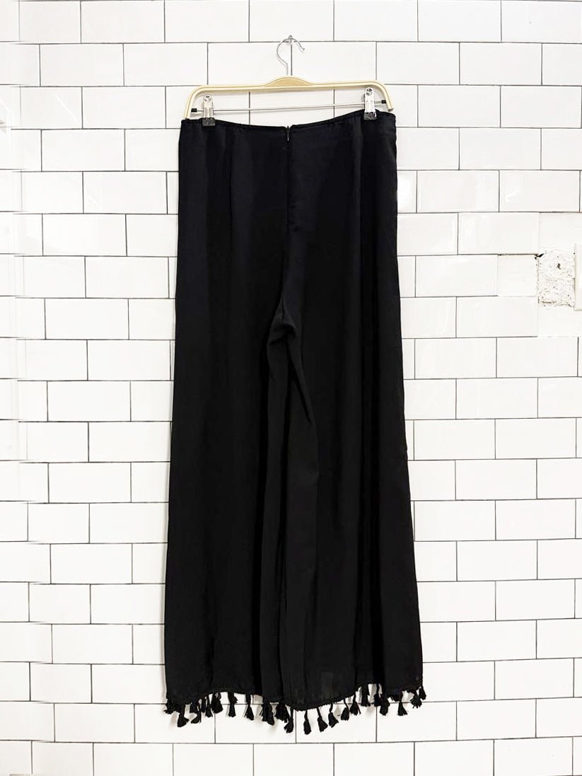 wide leg high waist tassel fringe beach pants - good market thrift store