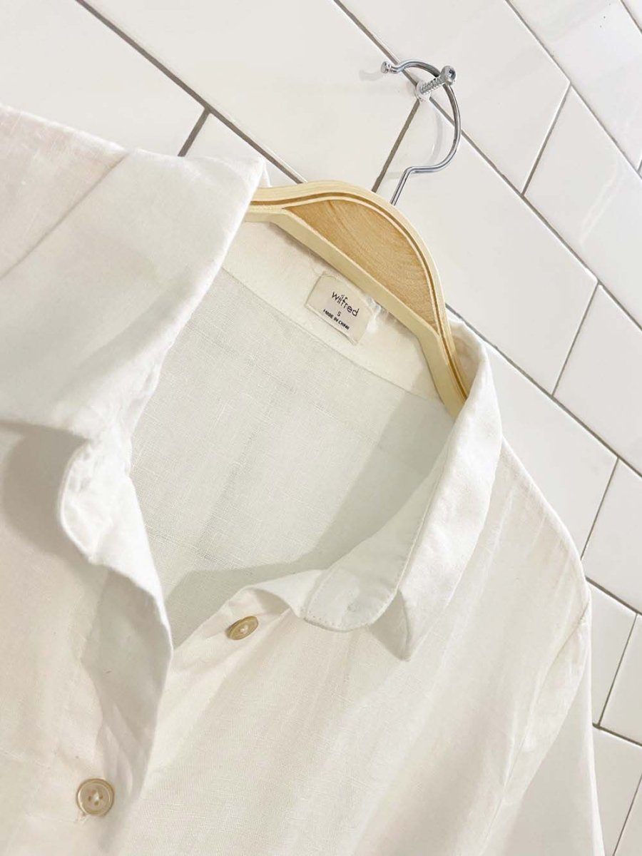 wilfred 100% organic linen belted shirt maxi dress | aritzia - good market thrift store