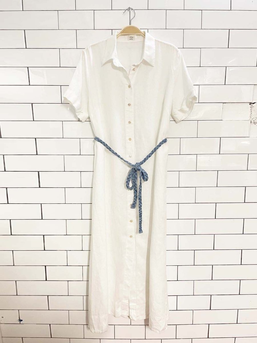 wilfred 100% organic linen belted shirt maxi dress | aritzia - good market thrift store