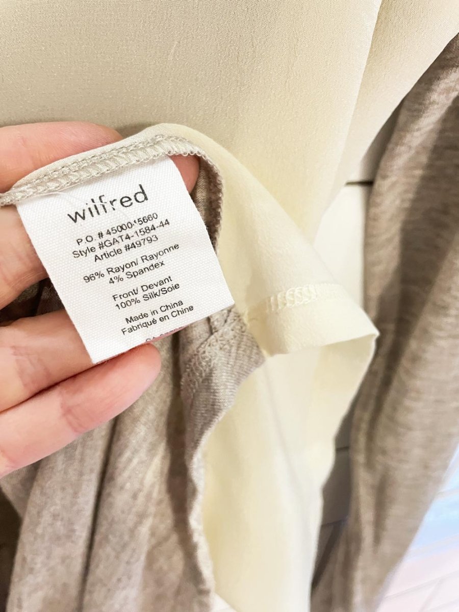 wilfred 100% silk front oversized jersey long sleeve top | aritzia - good market thrift store