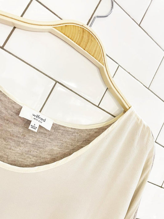 wilfred 100% silk front oversized jersey long sleeve top | aritzia - good market thrift store