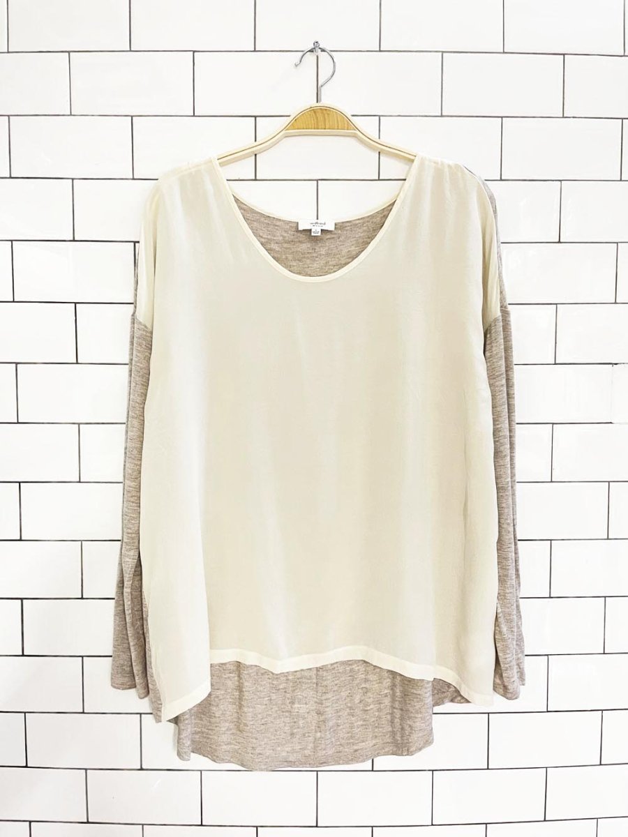 wilfred 100% silk front oversized jersey long sleeve top | aritzia - good market thrift store