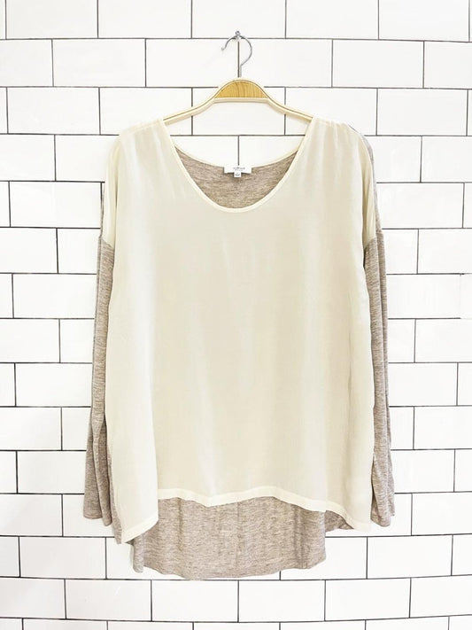 wilfred 100% silk front oversized jersey long sleeve top | aritzia - good market thrift store