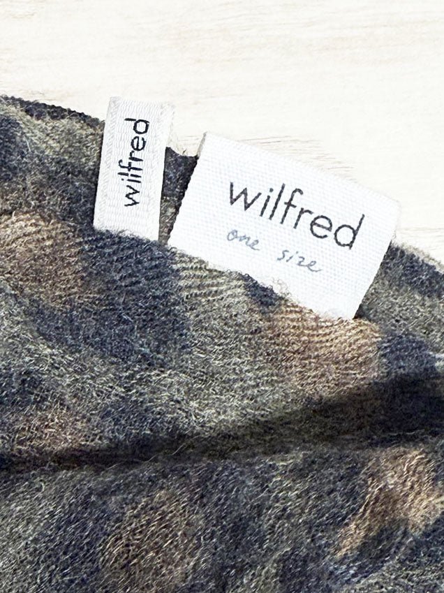 wilfred 100% wool animal print sheer fringe scarf - good market thrift store